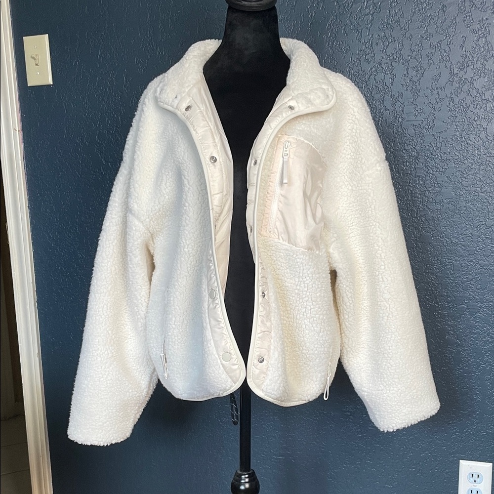 Fabletics Off-White Teddy Jacket